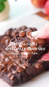 3- ingredient Applesauce Brownies (No Eggs, No Dairy) RECIPE IN COMMENT | The Conscious Plant Kitchen