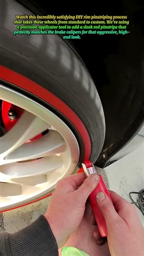 🔴 Satisfying Rim Pinstriping! The Ultimate DIY Wheel Glow Up 🚗💨 #shortsfeed #perfectwheels