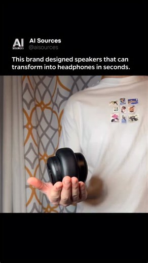 AI | Technology on Instagram: "This speaker physically transforms into headphones in seconds. This is a fully mechanical design that reconfigures its structure to switch between open air sound and personal listening almost instantly. Hinges, drivers, and acoustic chambers are engineered to realign on demand, preserving sound quality in both forms. It solves a real problem, space, portability, and flexibility, without sacrificing performance. One device replaces two, using design and engineering