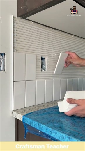 Kitchen Wall Tile Installation: Precision Meets Patience #shorts