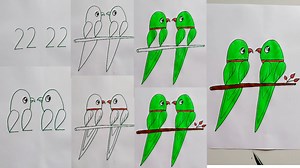 180K views · 2.7K reactions | Parrot drawing with 2 number easy for kids | Easy drawing with number 2 | Priyanka creative guru | Facebook