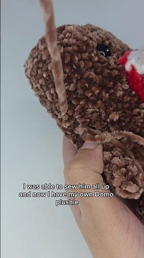 I crocheted a domo plushie ⊹˚. ♡#crochet #crochetplushie #domo #domokun