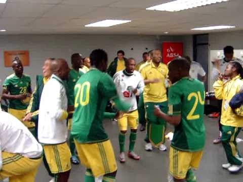 Bafana Bafana singing before a friendly game b4 World Cup 2010