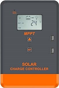 MPPT Solar Charge Controller 12V 24V 30Amp, mppt Controller 30a Solar Regulator 30Aw/LCD Display for AGM, Gel, Flooded and Lithium Battery Charging