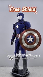 196K views · 2.5K reactions | New release! Captain America’s legacy is reborn. Forged in Iron Man. $1,000 USD off. Purchase link https://checkout.buyfullbodyarmors.com/wearable-iron-captain-america-mark-46-xlvi-armor-suit/ #ironman #captainAmerica #average #halloween #cosplay #gift | Full Body Armors - Replica Costume Shop | Facebook