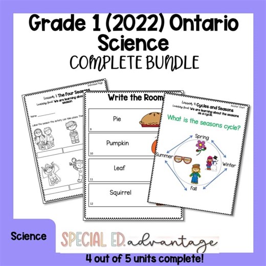 Modified Grade 1 Ontario Science Bundle | Special Ed & ESL | Full Year