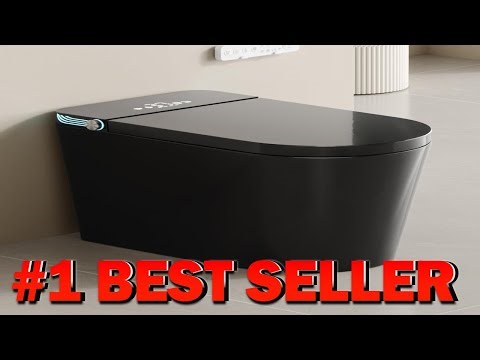 Black Smart Toilet with Auto Open Close Lid Modern Intelligent Tankless One Piece - B0FDW7WPGR