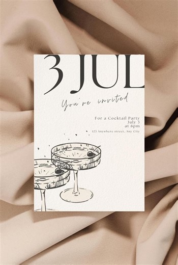 Elegant Cocktail Party Invitation Template, Modern Editable Invite (instant Download) - Etsy