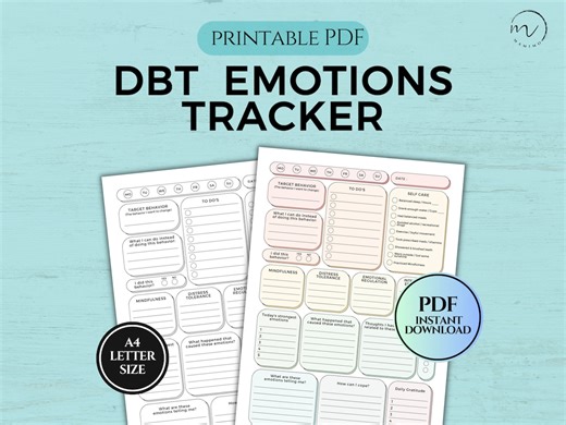 DBT Emotions Regulation Tracker Printable, Dialectical Behavior Therapy Worksheet, DBT Skills Journal, Emotional Regulation, Pdf A4/letter - Etsy