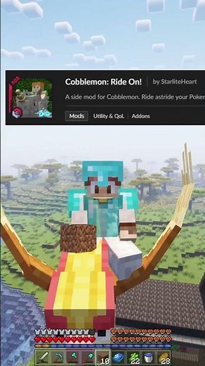 How to Ride Pokémon in Cobblemon #minecraft #cobblemon #pokemon #cobblemonrideon