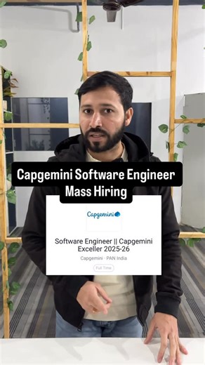 Mohit on Instagram: "🚨 CAPGEMINI Software Engineer MASS HIRING Capgemini has started mass hiring for Software Engineer roles 💻🔥 💰 Salary Package: ₹4 LPA – ₹7.5 LPA 🎓 Eligible Degrees: BE / BTech / ME / MTech / MCA / MSc 🌍 Multiple locations | MNC opportunity | Career growth assured 🔗 Apply: https://tinyurl.com/27twc5v2 👉 Follow Me and Comment “Capgemini Hiring” to get apply link in your DM! If you’re a fresher or early-career IT pro