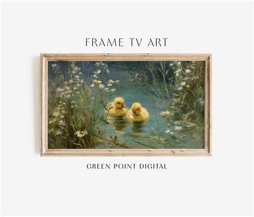 Easter Ducklings Swimming Frame TV Art: Easter Spring Chicks Painting Download - Etsy