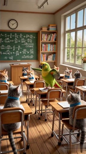 POV: A Parrot Is Teaching Cats How to Meow 😂