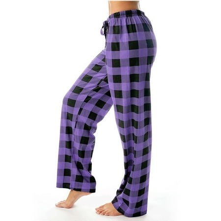 Jsaierl Women Plaid Pajama Pants Comfy Drawstring Elastic Waist Pants Straight Leg Lounge Pants Trousers Soft Comfortable Sleepwear - Walmart.ca