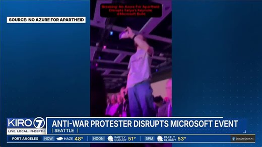 VIDEO: Anti-war protester disrupts Microsoft event