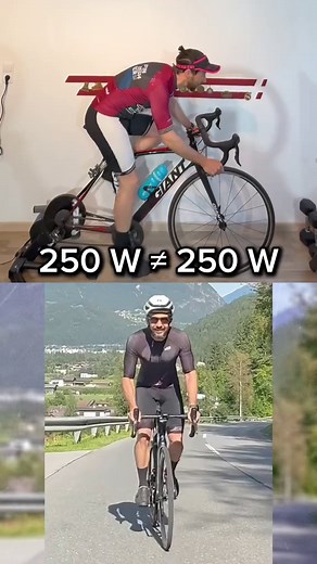 Viele wechseln jetzt wieder vom Rollentrainer nach draußen. Und wundern sich, warum sich alles anders anfühlt. 250 Watt sind nicht automatisch 250 Watt. Indoor: • keine Rollphasen • keine Mikropausen • konstante muskuläre Spannung Outdoor: • natürliche Entlastung • variable Intensität • wechselnde Belastung 👉 In der Praxis liegen Outdoor-Wattbereiche häufig 5–10 % über den Indoor-Bereichen – bei vergleichbarem Belastungsempfinden. 👉 Gleichzeitig kann Indoor-Training oft kürzer gewählt werden,