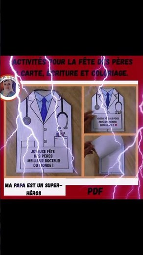 Fete des peres carte, ecriture et coloriage