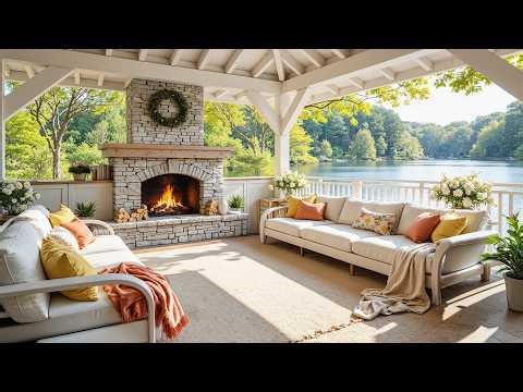 Cozy Spring Ambience 🌺 Relaxing Piano Music and Crackling Fireplace for Stress Relief