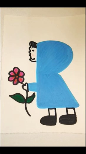 Cute Alphabet R Drawing | Creative Letter Art with Girl & Flower