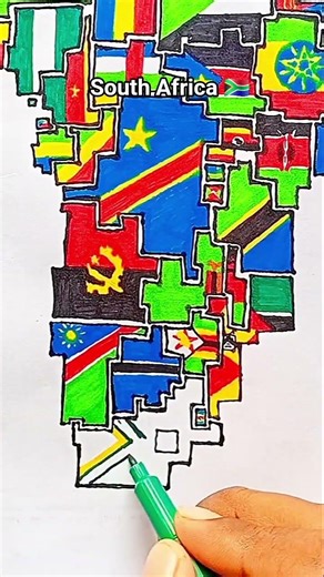 Draw Flag Map of South Africa #africa #southafrica