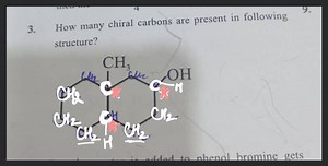 3. How many chiral carbons are present in following structure?... | Filo
