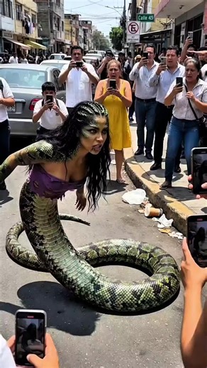 Mysterious Serpent Woman Emerges from Dark Water