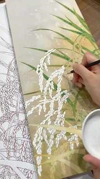 【10月】稲穂と赤とんぼを描く。ー作業音入り・日本画メイキングー #shorts