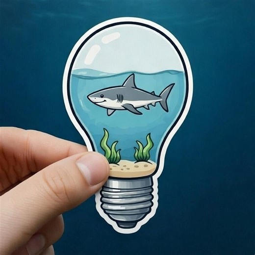 Shark in a Light Bulb Sticker – Creative Ocean Concept Vinyl Decal for Laptop, Water Bottle, or Desk [3.61 Cm X 6 Cm] - Etsy