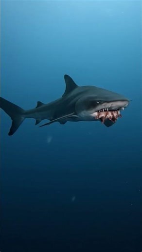 Ancient Frilled Shark Gliding Silently in the Deep Ocean