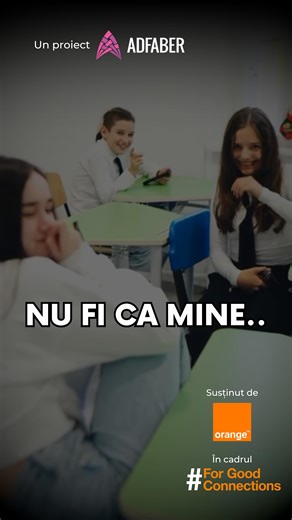 Adfaber on Instagram: "„Nu fi ca mine.”...asta spun elevii. Acest video a fost realizat de elevii clasei a VI-a de la Colegiul Național „Vasile Alecsandri” din Galați și surprinde o realitate prezentă astăzi în școlile din România. Toți elevii au un telefon. Îl folosesc pentru a vorbi cu părinții, pentru poze, pentru social media. Dar uneori, exact de acolo pornesc situații care dor — și care nu rămân doar „online”. Cyberbullying-ul apare des în grupuri de mesaje, pe rețele sociale sau în jocuri