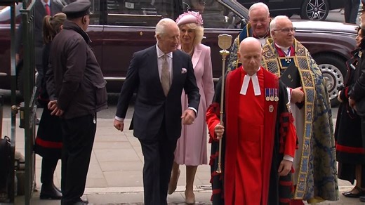 King Charles and Queen Camilla arrive at Commonwealth Day Service
