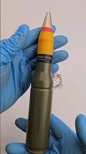 25mm Semi-Armor Piercing High Explosive Incendiary Tracer SAPHEI-T Ammo M2 Bradley #military #bullet