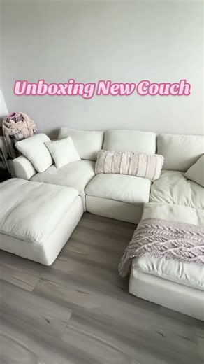 I have been stalking couches on Amazon and TikTok shop for forever and I finally settled on this cloud couch dupe! PROS AND CONS: Pro: -Cheap -Nice Material -BIG -Versatile Con: -LOW to the ground - if you’re tall you might not like this -Could use extra filling (which I’m going to do) What do you think? #couch #cloudcouch #dupe #apartment #apartmentdecor