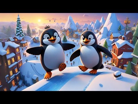 Five Silly Penguins Slide on Ice | Penguin Song for Kids | Fun Winter Animal Rhyme for Toddlers