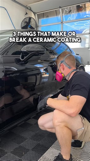 3 Things That Make or Break a Ceramic Coating 👇 1. How well the car is prepped A coating is only as good as the surface it’s applied to. Proper prep — paint correction, decontamination, and clean panels is what makes the coating bond strong and gives that deep, glossy finish. 2. Where the car is parked Constant exposure to the sun, dust, or harsh weather can shorten the coating’s life. Parking in a covered or shaded spot helps maintain its protection and shine longer. 3. How often and properly 
