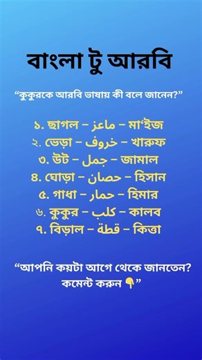 Learn 7 Domestic Animals in Arabic 🐄🐐 | Bangla to Arabic