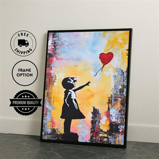Banksy Inspired Balloon Girl Canvas Wall Art Print Heart Balloon Urban Living Room Decor Modern Art Lovers - Etsy