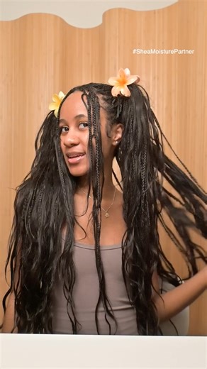 Tyra Mae on Instagram: "I heard you needed some braid inspo, so here are some cute simple styles I achieved using the Coconut and Hibiscus Frizz Free Curl Mousse and Flaxseed Edge Gel from @sheamoisture Try now at all major retailers  #SheaMoisturePartner #sheahair"