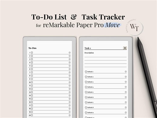 To-do & Task for Remarkable Paper Pro Move, To-do List With 20 To-dos With Notes, Task Tracker With 20 Tasks With 10 Subtasks per Task - Etsy