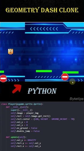 Create GEMETRY DASH CLONE game using Python #shorts #python #programming #coding