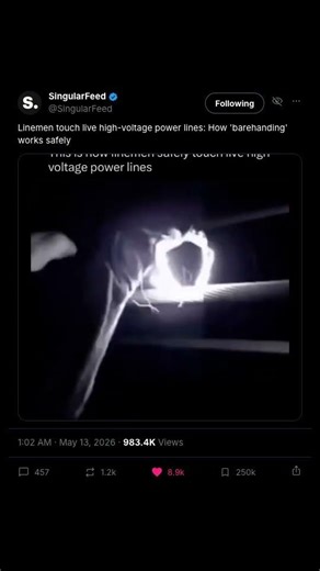 Linemen touch live high-voltage power lines: How 'barehanding' works safely