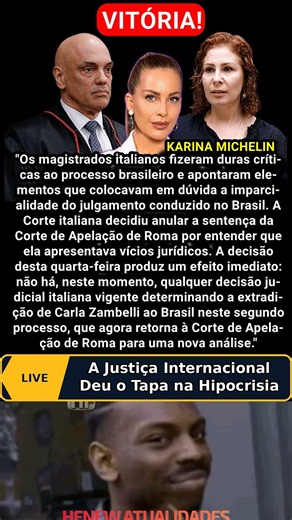 Magistrados Italianos Anulam Decisão Contra Zambelli #viral #brasil #justiça