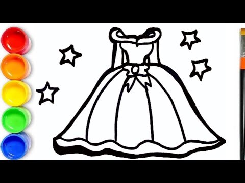 Princess Dress Set Drawing, Painting, Coloring for Kids & Toddlers | Drawing Dress
