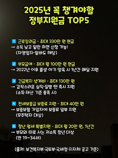 근로장려금 및 정부 지원금 확인하기