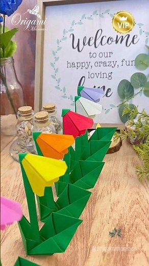 Lovely origami spring flowers 🌺 #papercrafts #origami #craft #paperart #diyprojects #springcrafts