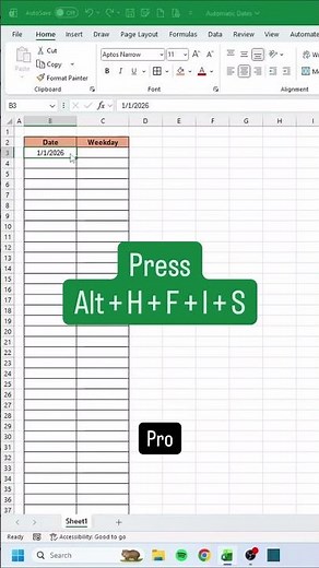 How to insert dates in Excel
