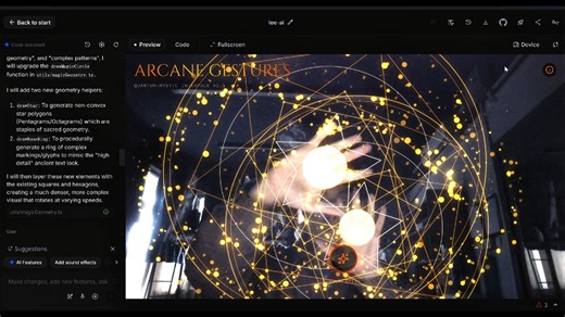 Gemini帮我制作的魔法阵视觉交互系统，真的顶