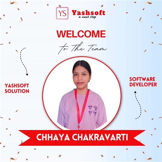 🎉 Welcome aboard, Chhaya Chakravarti – Software Developer! We’re thrilled to have you join the Yashsoft Solution family. Let’s innovate, build, and achieve great things together! 💻🚀 #TeamYashsoft #NewBeginning #WelcomeOnBoard #SoftwareDeveloper #TechJourney | Yashsoft Solution
