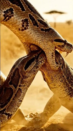 Giant Python vs Monitor Lizard