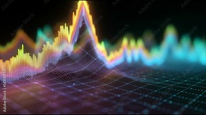 Data Visualization: A vibrant, dynamic data visualization depicts complex information in an engaging, modern style. The image embodies the intricacies of data analysis and information processing.